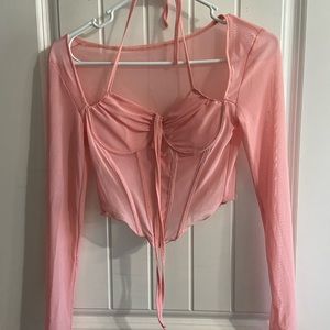 Pink mesh crop top. Size S